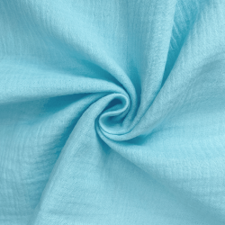 Ткань Муслин Жатый (Ширина 1,4м), цвет Небесно-голубой (на отрез) в Казани