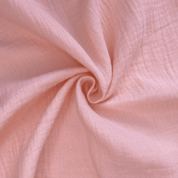 Ткань Муслин Жатый, цвет Нежно-Розовый (на отрез)  в Казани