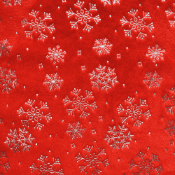 Ткань Искусственный Мех Коротковорсовый 190 гр/м2 (Ширина 150см), принт Снежинки на красном в Казани